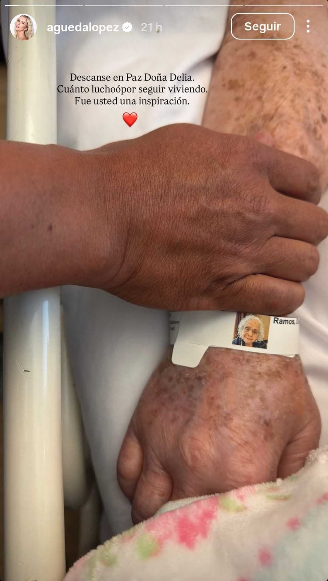Águeda López, esposa de Luis Fonsi, le dedicó un mensaje a doña Delia tras su muerte.