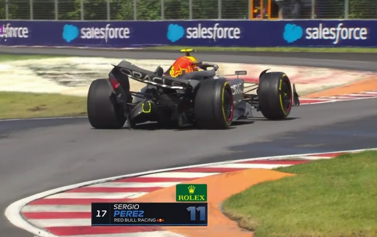 Desastroso GP de Canadá para Checo: Choque y abandono otra vez