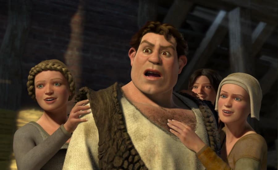 <b>Shrek (versión humano)</b>
<br>Hay que recordar que en la segunda película de ‘Shrek’ el ogro toma la pócima ‘Felices para siempre’ con el fin de recuperar su buena relación con Fiona; a consecuencia de ello se transforma en un atractivo humano.