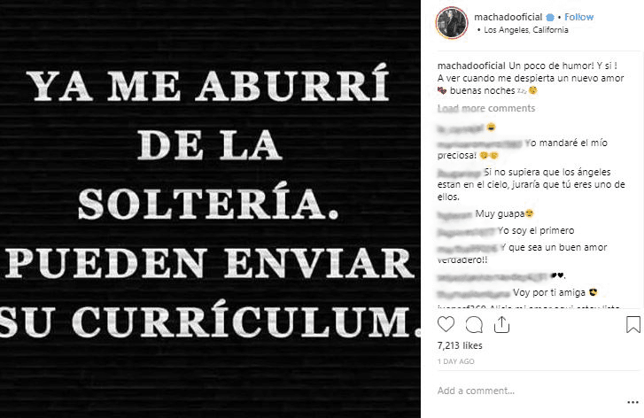 En dicha red social, la ex Miss Universo compartió esta imagen con sus seguidores y escribió: "¡Un poco de humor! Y sí, a ver cuándo me despierta un nuevo amor. Buenas noches.".