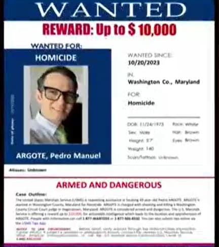 Pedro Manuel Argote, de 49 años, fue objetivo de una persecución interestatal como sospechoso del asesinato del juez del Tribunal de Circuito de Maryland, ocurrido el 19 de octubre.