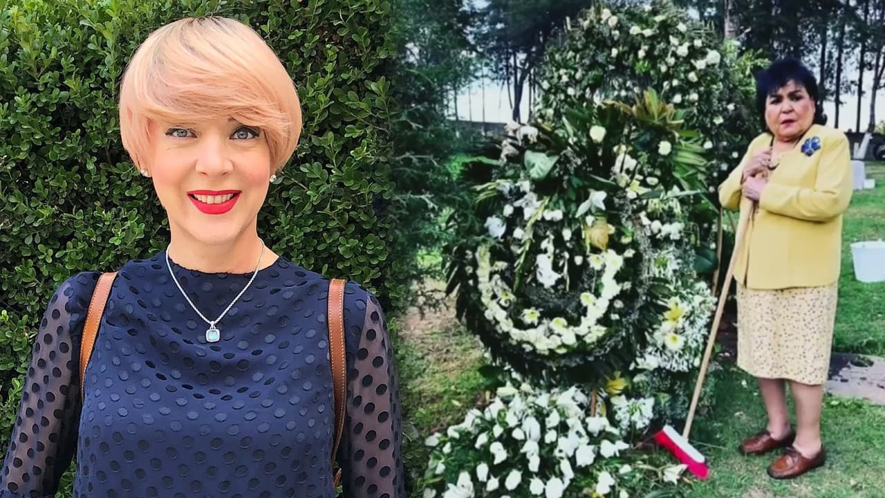 Carmen Salinas causa revuelo por foto limpiando (con escoba en mano) la tumba de Edith González