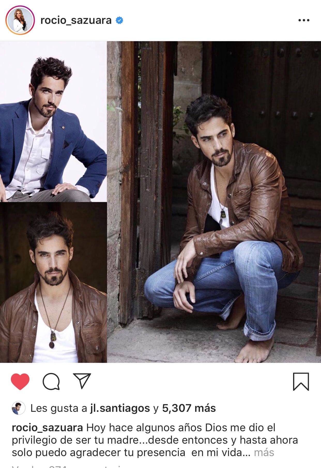 A poco más de una semana de esa partida, este martes 1 de octubre, Sánchez Azuara publicó en su 
<b><a href="https://www.instagram.com/p/B3D8_VMgiKg/">cuenta de Instagram</a></b> esta imagen para celebrar el cumpleaños su hijo menor, José Luis Santiago.