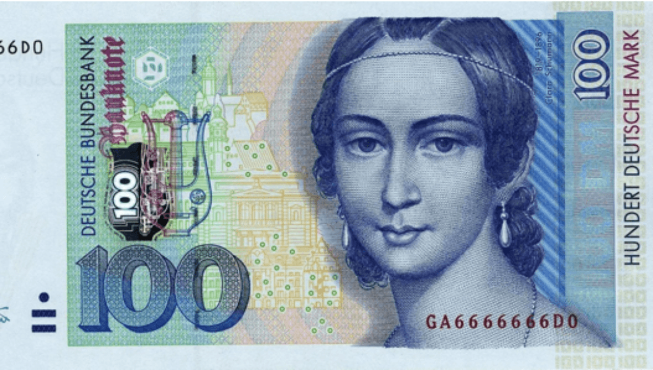 <h3 class="cms-H3-H3">Clara Schumann (1819 - 1896)</h3>
<br>
<br>🪙
<b>Conocida como:</b> pianista y compositora.
<br>
<br>🪙
<b> País: </b>Alemania.
<br>
<br>🪙
<b> Denominación: </b>100 marcos alemanes.
<br>