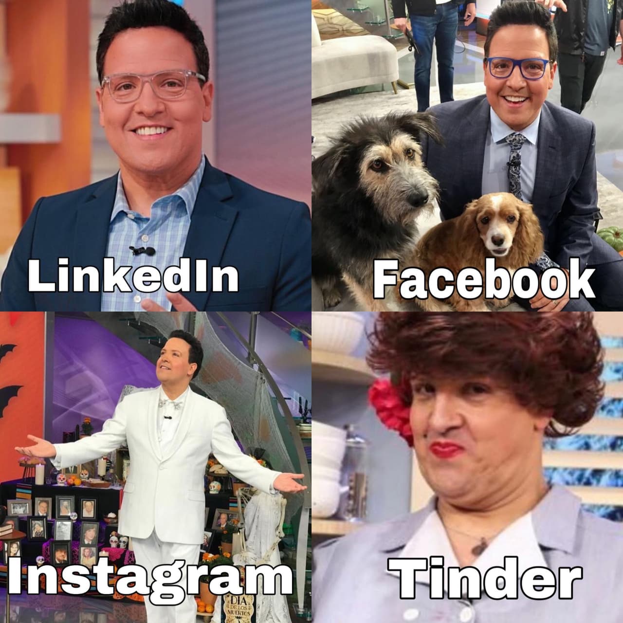 Raúl se unió y aquí lo vemos en fotos que reflejan diferentes versiones de sí mismo y acorde a las plataformas digitales.