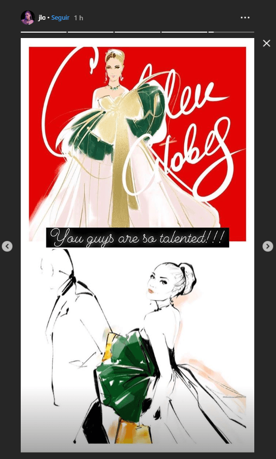 Dos días después de la ceremonia, volvió a mostrarse orgullosa de su atuendo y publicó un par de bocetos del vestuario, los acompañó con el texto: "¡Chicos, son tan talentosos!".