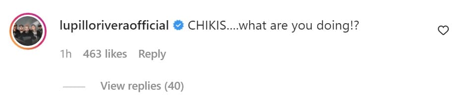 Las fotos provocaron una reacción de sorpresa por parte de su tío Lupillo Rivera, quien le pidió una explicación al verlas: "Chiquis, 
<b>¿¡qué estás haciendo!?</b>", le escribió.