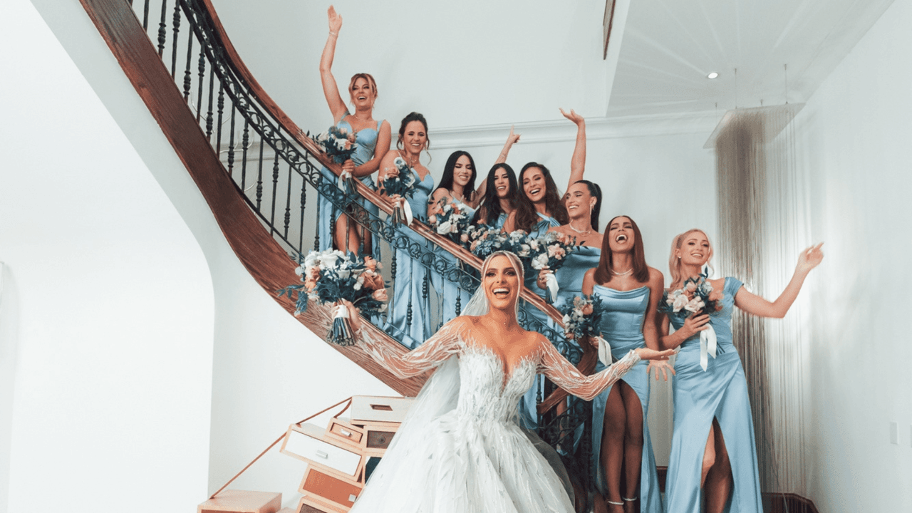 La foto para el recuerdo, previo a dar el sí en el altar.