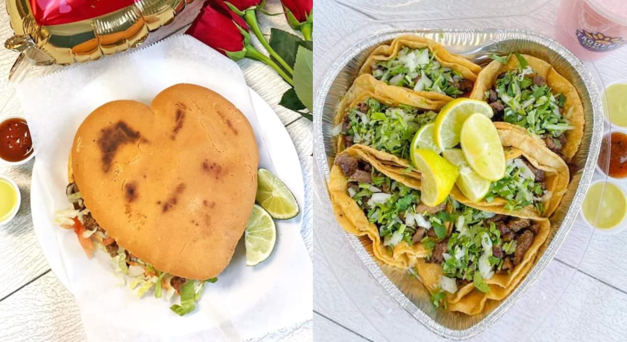 Comida mexicana para San Valentín en Chicago; Tortas y tacos con forma de corazón