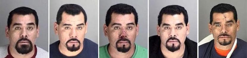De izquierda a derecha, las detenciones de Javier Hernández en 2016, 2015 (2), 2014 y 2010.