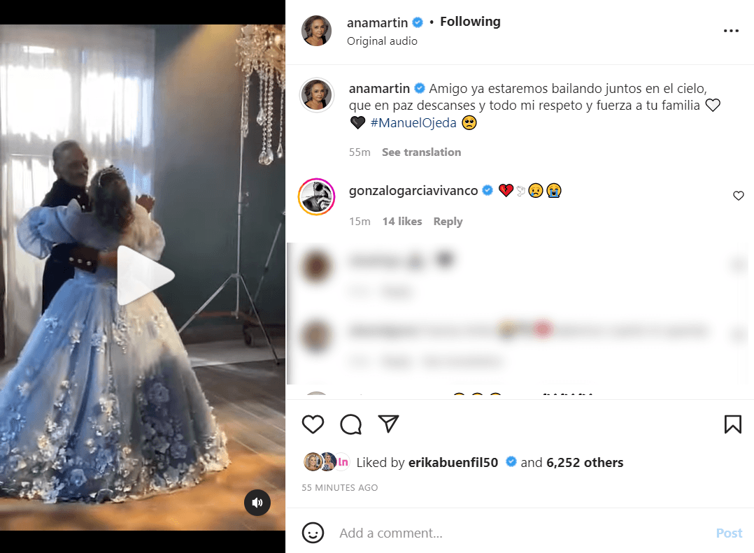 <b>Ana Martin</b>, quien también trabajó en el melodrama, publicó un par de videos en donde se les ve bailando. Los actores tenían una entrañable amistad.
<br>