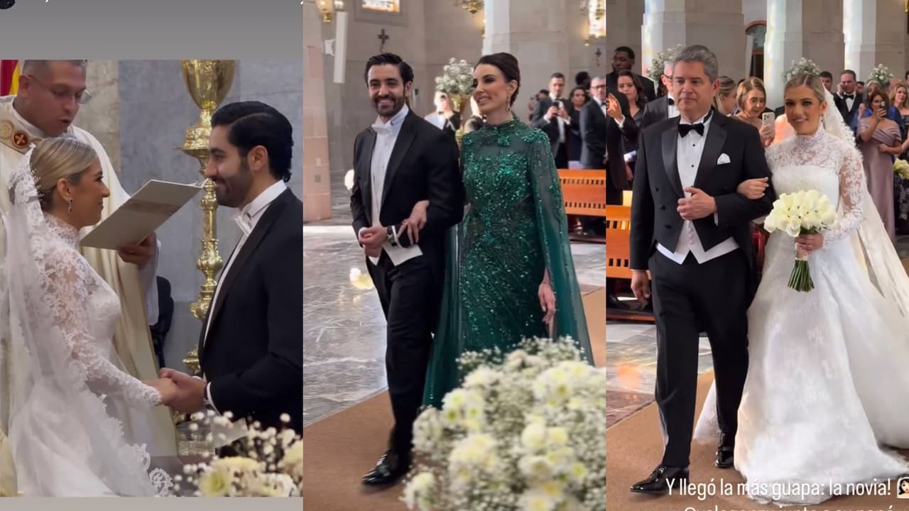 Elián Zidán fue llevado al altar por su madre. Valeria González fue acompañada por su padre.