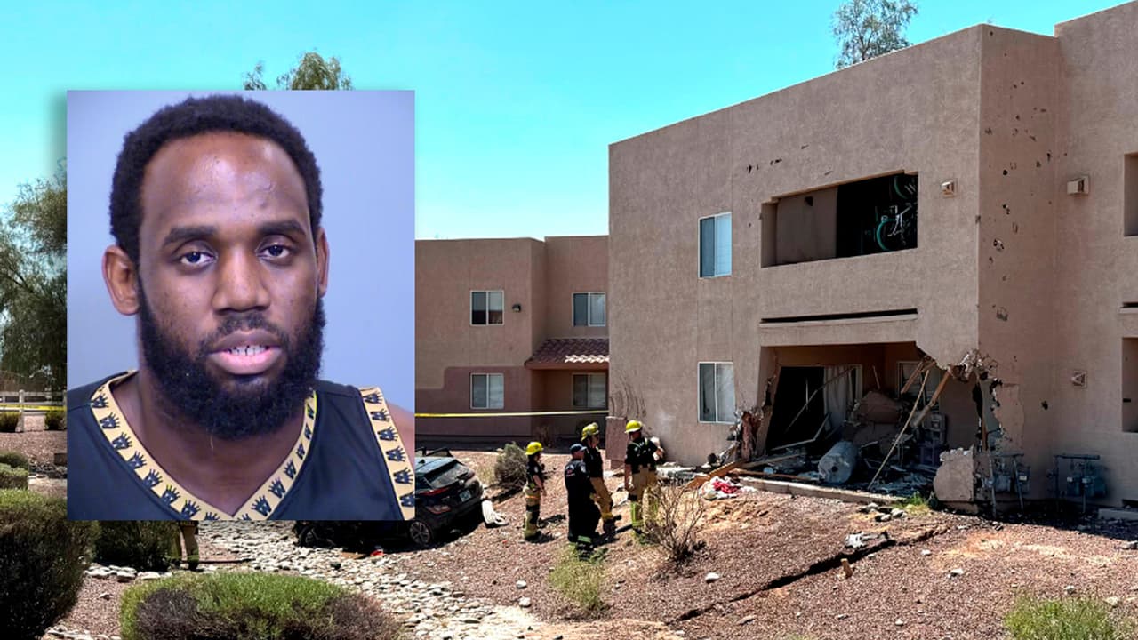 Por agredir a su novia, conductor estrella su vehículo contra un edificio de apartamentos en Buckeye