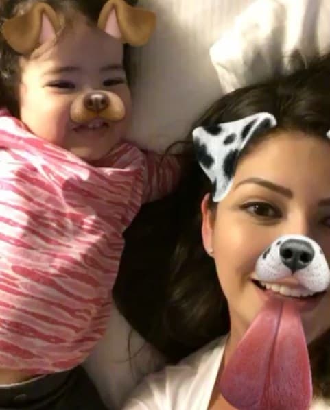 Con el filtro de perrito hasta Baby Giulietta fue cómplice de las travesuras de mamá.