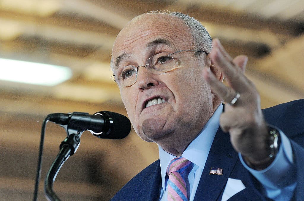 Rudy Giuliani en Ocala, Florida, en octubre de 2016, haciendo campaña para Donald Trump.