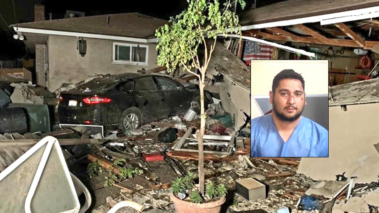 Arrestan a conductor que escapa de la policía a 100 mph  y termina estrellado contra una casa en Fresno
