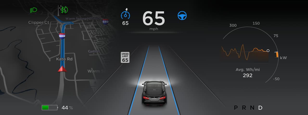 Interfaz del sistema Autopilot de Tesla