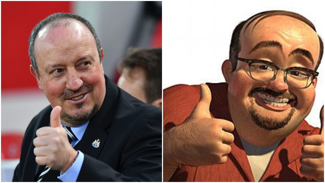 <b>Rafael Benítez y Al El Pollo</b>
<br>El entrenador Rafael Benítez, no solo tiene rasgos particulares que lo asemejan con Albert "Al" McWhiggin es un personaje de la película Toy Story 2, mejor conocido como 'Al El Pollo', sino que incluso saludan igual.