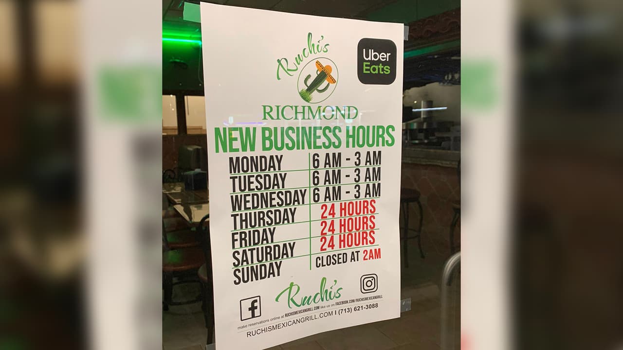 El restaurante mexicano Ruchi’s en Houston modificó sus horarios de atención al público.