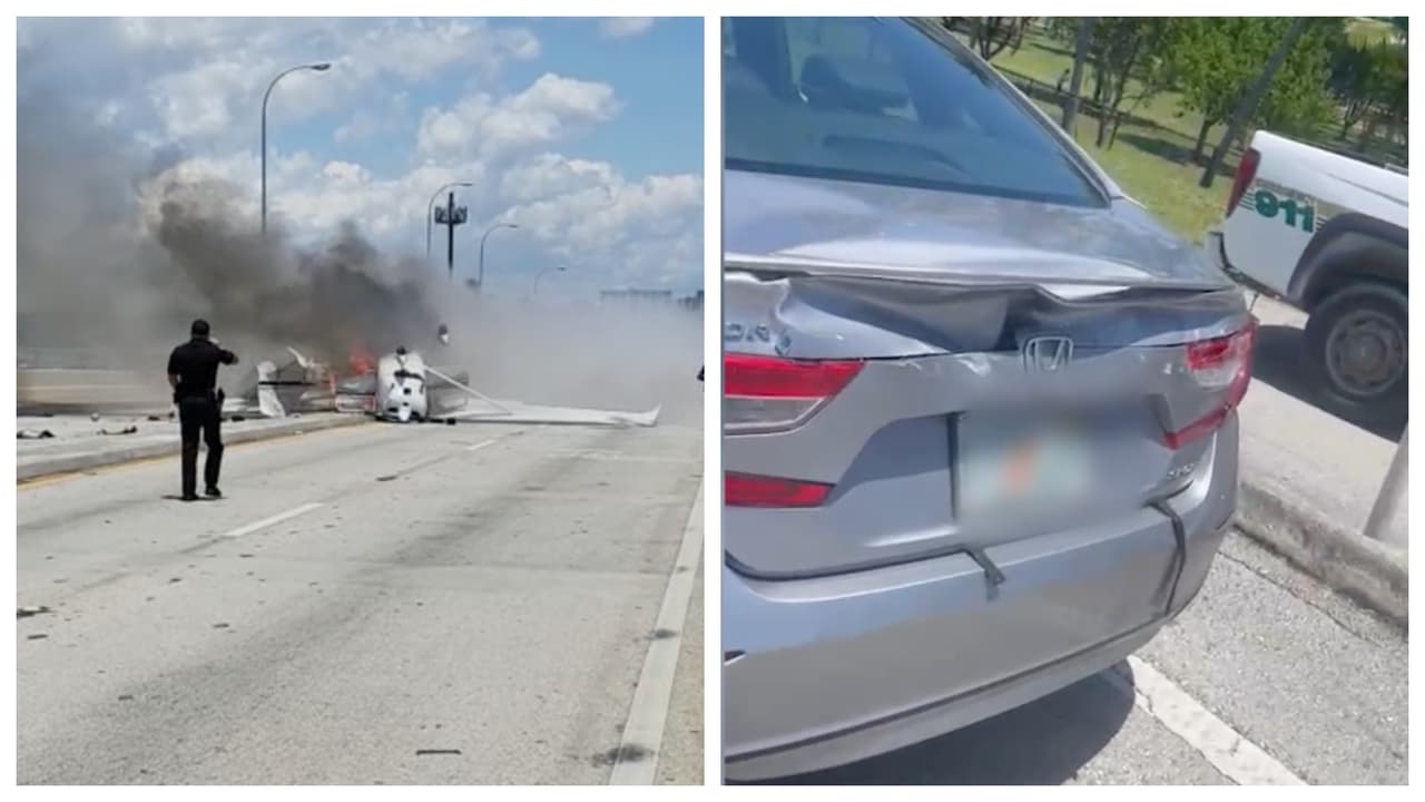 “¡Un avión acaba de golpearme!”: conductora capta video tras ser golpeada por avioneta en Haulover Beach