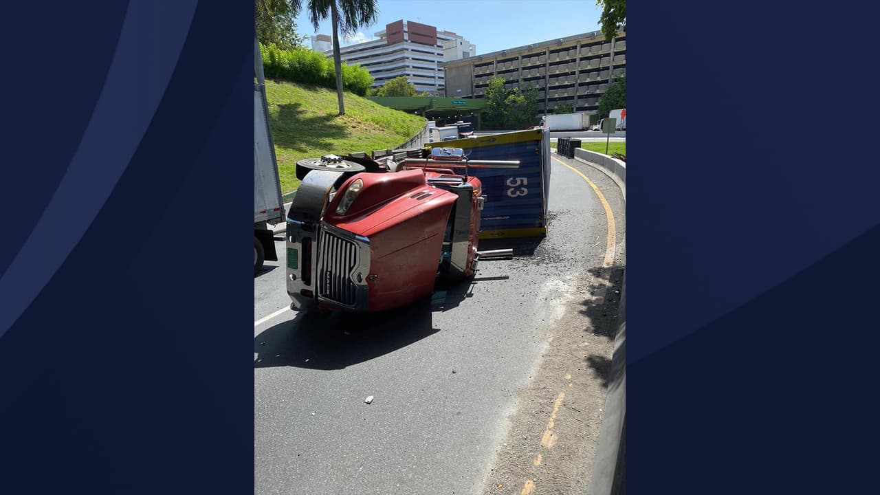 Camión volcado provoca gran tapón entre el Túnel Minillas y la Baldorioty de Castro 