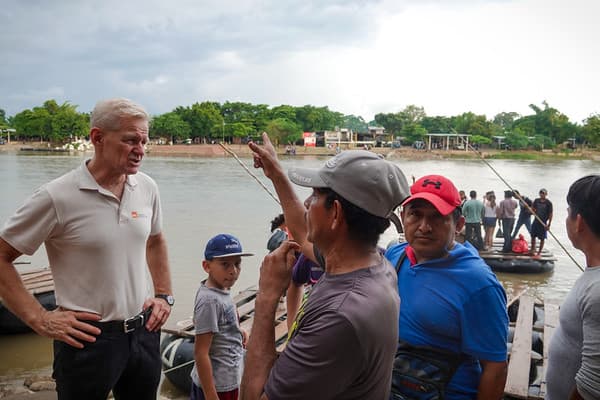 Jan Egelund of the Norwegian Refugee Council (NWC) on the Suchiate river bank on the border between Guatemala and Mexico.