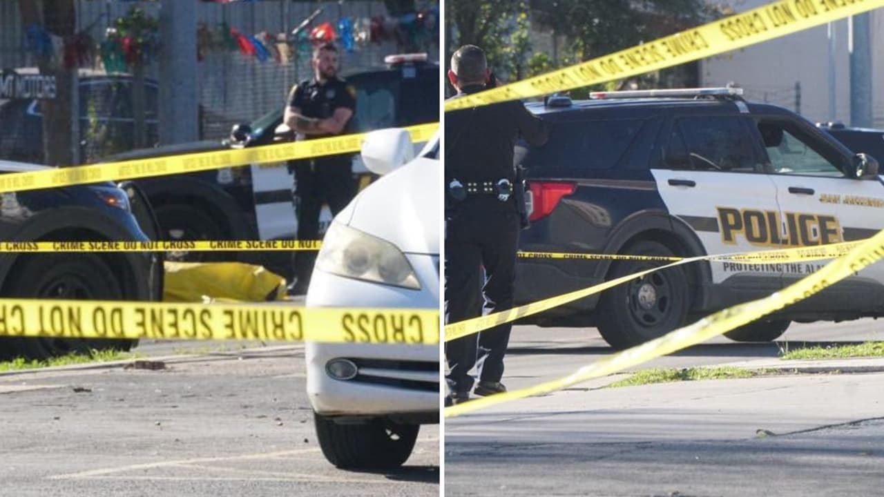 Guardias de seguridad se enfrentan contra un sospechoso de robar en un estacionamiento de HEB en San Antonio, Texas