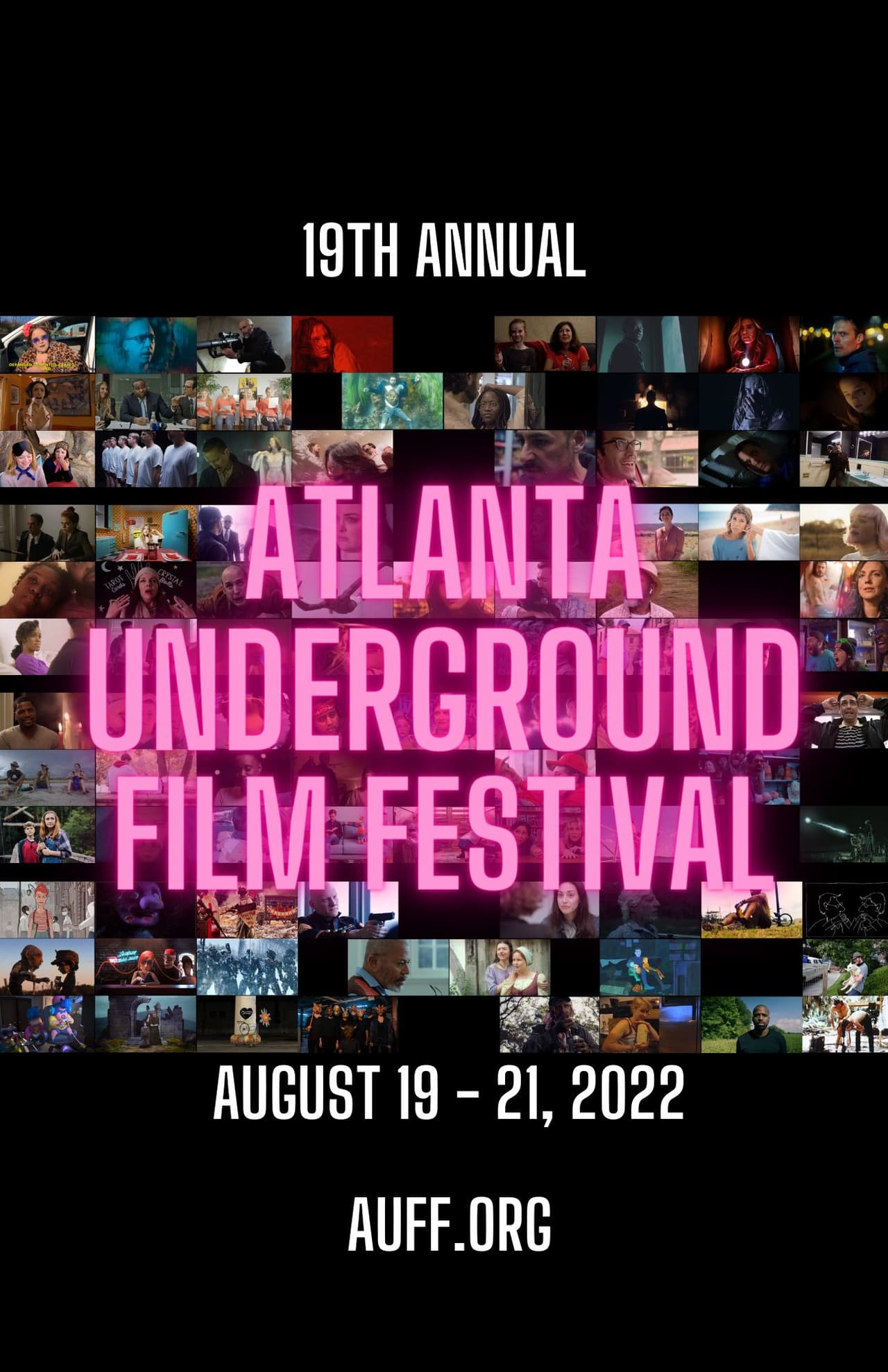 <b><a href="http://www.auff.org/">Atlanta Underground Film Festival (19 al 21 de agosto)</a></b>. Celebre el Mes del Cine Independiente con este evento de cuatro días muestra todos los géneros cinematográficos del mundo y presenta a más de 100 destacados cineastas independientes.