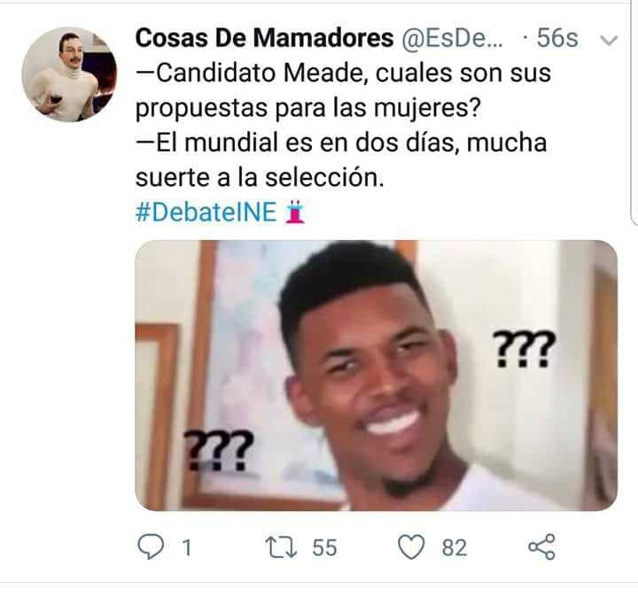 Otros cuestionaron a José Antonio Meade cuando le preguntaron por sus propuestas para la mujeres y decidió ocupar el tiempo de respuesta en enviar buena suerte a la Selección Mexicana en el Mundial.