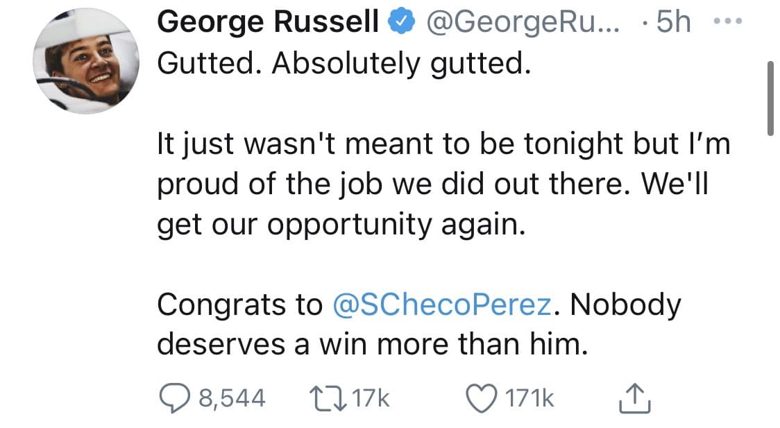 No dejan de caer felicitaciones en las redes sociales para Sergio Pérez tras su victoria en las Formula 1. ¡Histórico!