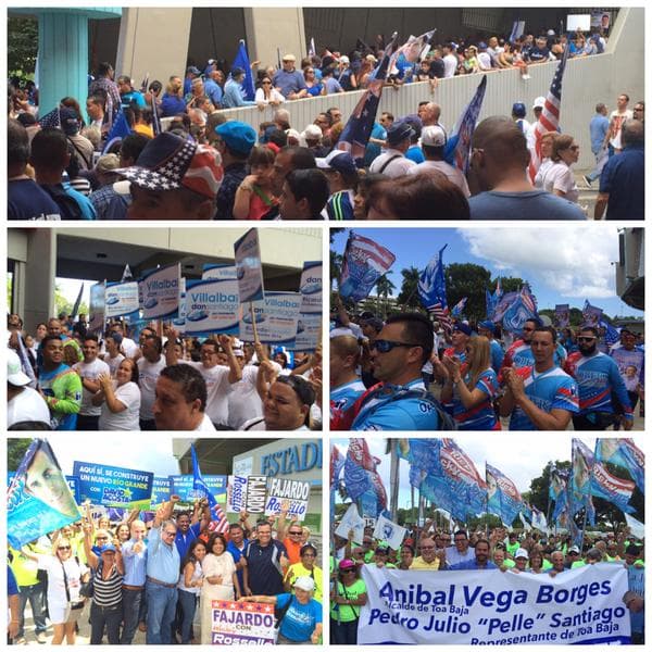 Miles de asistentes se han congregado en el Coliseo Roberto Clemente para esuchar el discurso del doctor Ricardo Rosselló quien anunciaría su aspiración a ser el próximo gobernador de Puerto Rico.