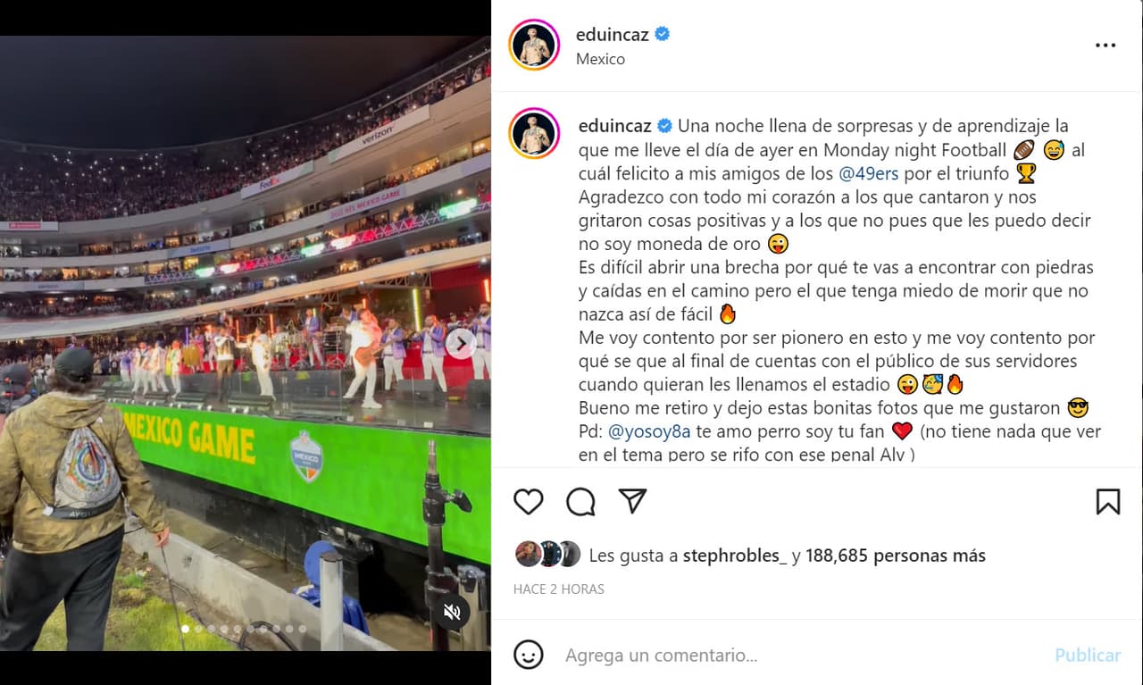 Eduin Caz reaccionó al abucheo que Grupo Firme recibió.