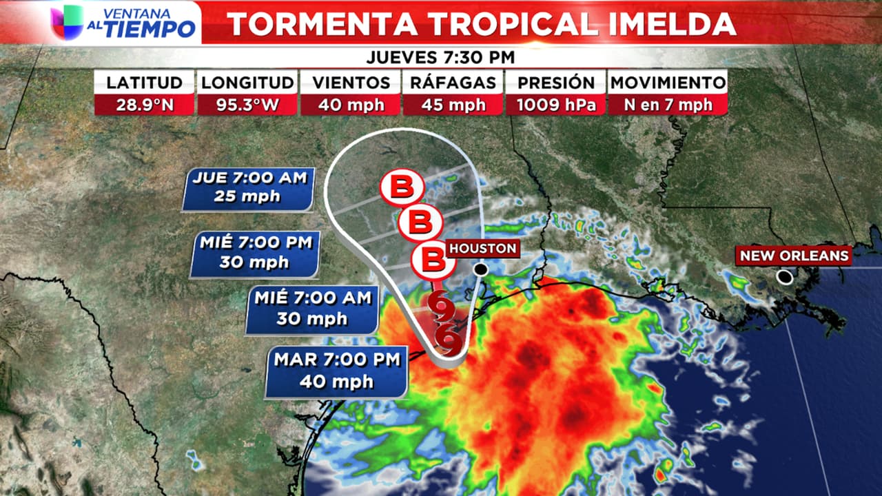 Se forma la tormenta tropical Imelda en el Golfo de México, frente a las costas de Texas.