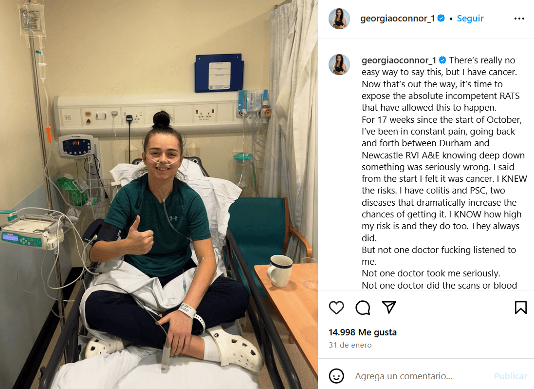 Georgia O’Connor compartió que fue diagnosticada con cáncer.