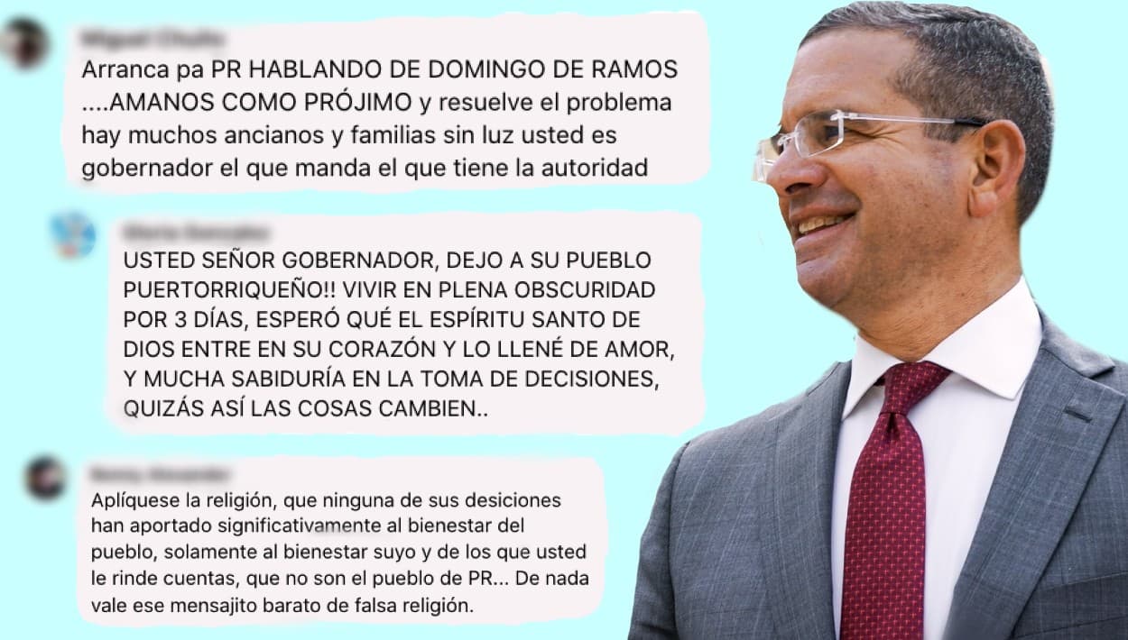 "Ahórrese sus bendiciones": la respuesta iracunda al tuit del gobernador Pedro Pierluisi sobre el Domingo de Ramos