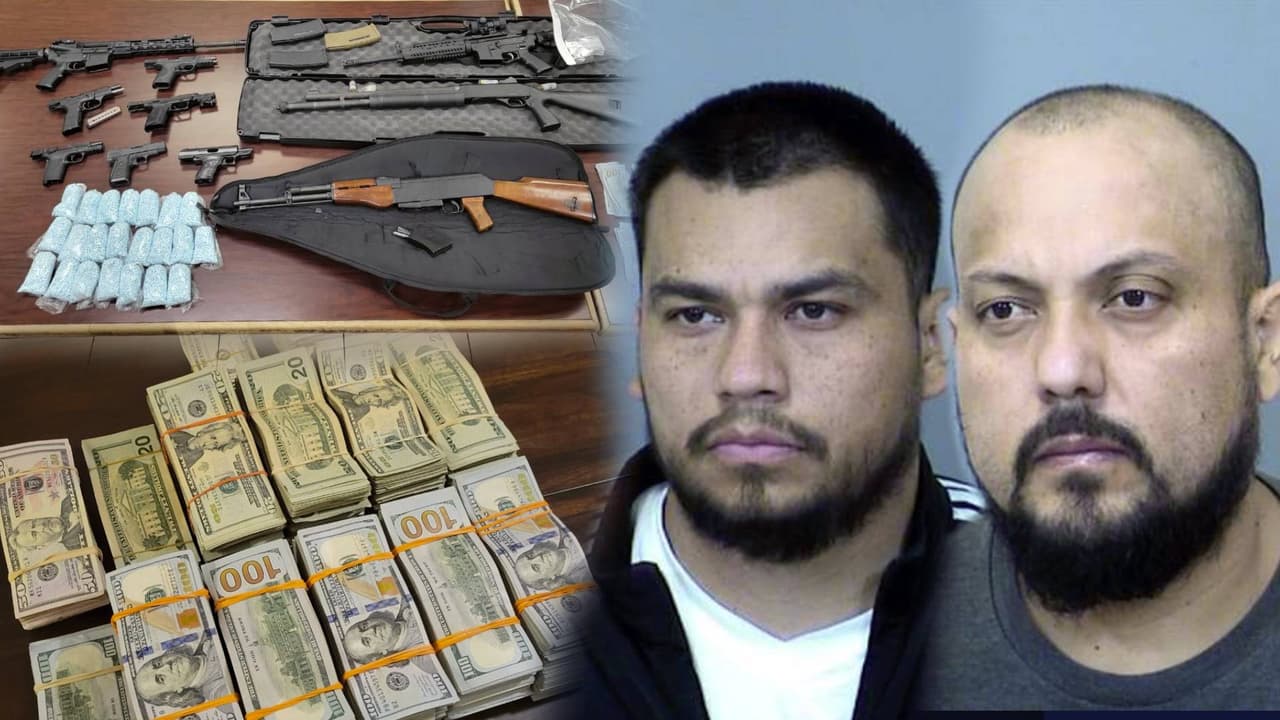 Parada de tráfico en Phoenix termina con dos arrestos, droga, armas de fuego y más de $300,000 en efectivo.