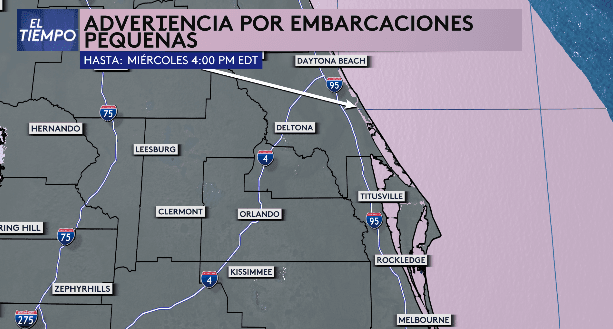 También fue emitida una advertencia para la pequeñas embarcaciones, ya que las olas pueden estar entre 6 y 9 pies de altura.