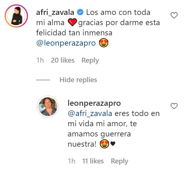 La actriz comentó el texto de su pareja en Instagram reiterándole el 
<b>amor que siente por ambos.</b>
<br>