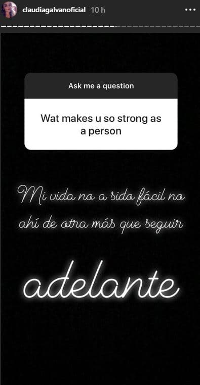 La bailarina también respondió qué es lo que la fortalece como persona: “Mi vida no ha sido fácil, no hay de otra más que seguir adelante”. 
<br>