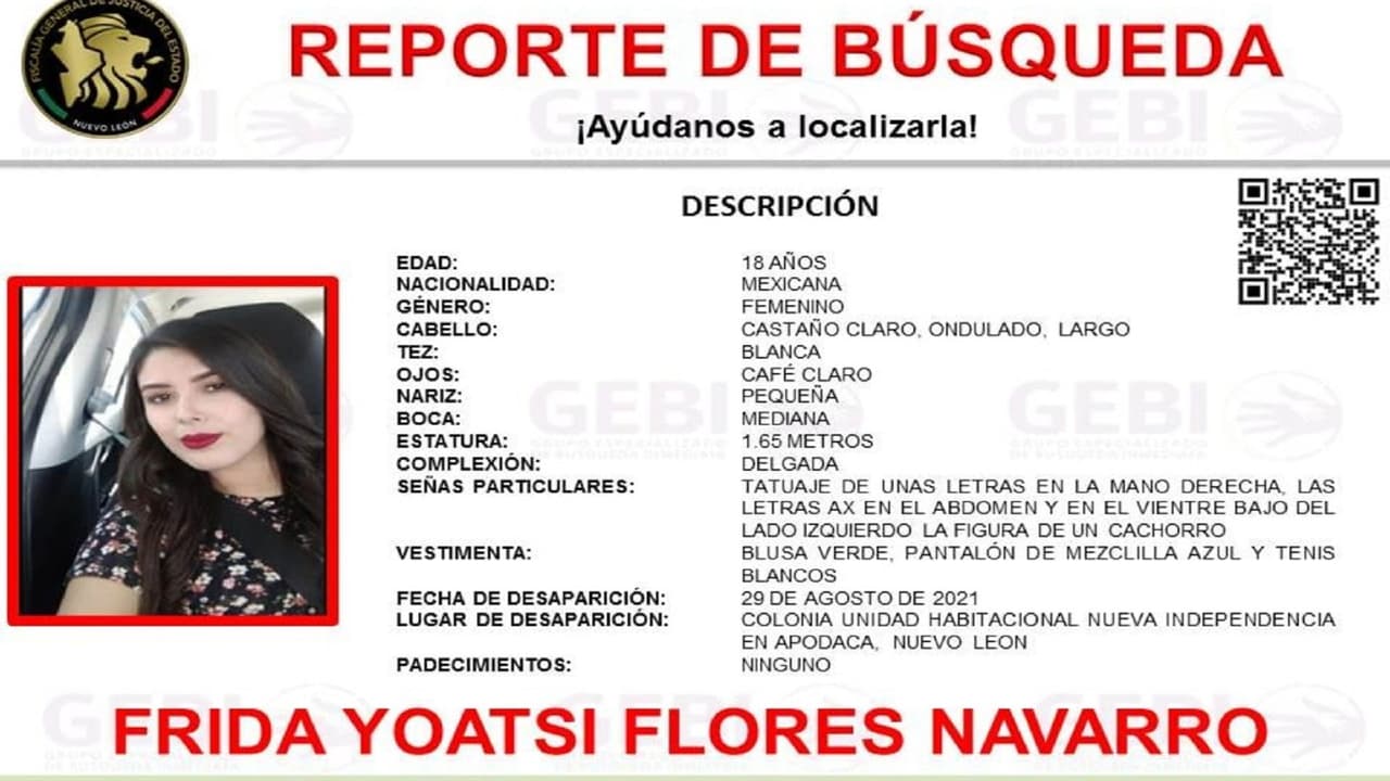 Ficha de búsqueda de Frida Yoatsi Flores Navarro