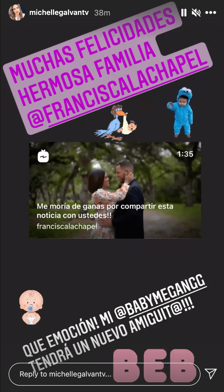 La presentadora de Primer Impacto, Michelle Galván, quien junto a su esposo Fernando Guajardo se convirtió en madre el año pasado, también se sumó a la ola de felicitaciones para Francisca y Francesco.