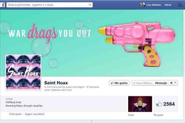 Vista del Facebook del artista Saint Hoax en donde publica sus creaciones.