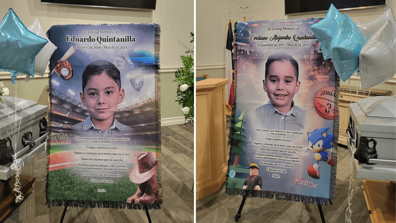 En la ciudad de Laredo familiares y amigos despidieron a los pequeños
<b><a href="https://www.univision.com/local/san-antonio-kwex/muertos-nuevo-leon-cola-de-caballo-texas-familia" target="_blank">Emiliano y Eduardo Quintanilla, de 7 y 6 años</a></b>, respectivamente.
<br>
<br>Sus cuerpos fueron velados en féretros mientras la comunidad acompañaba a sus familiares.