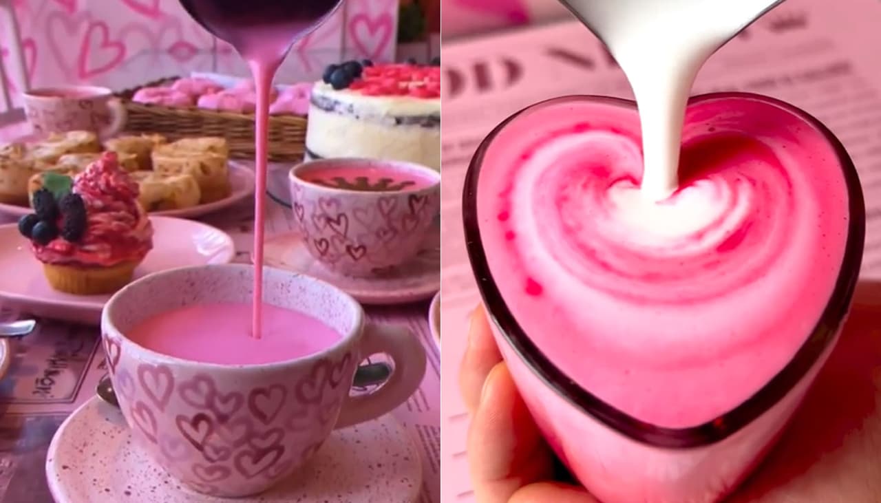 Café cor-de-rosa: cafeteria em São Paulo serve bebida diferenciada e "instagramável"