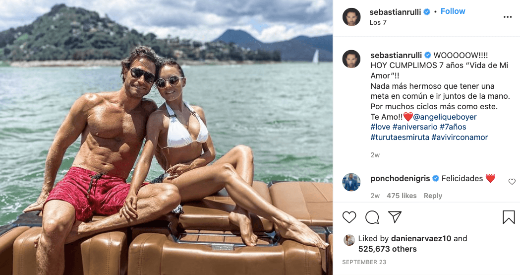Con una foto de uno de sus viajes,
<a href="https://www.univision.com/shows/vencer-el-pasado/sebastian-rulli-trayectoria-personaje-vencer-el-pasado-novela-univision-fotos">Sebastián Rulli</a> festejó su séptimo aniversario y aseguró: “Nada más hermoso que tener una meta en común e ir juntos de la mano”.