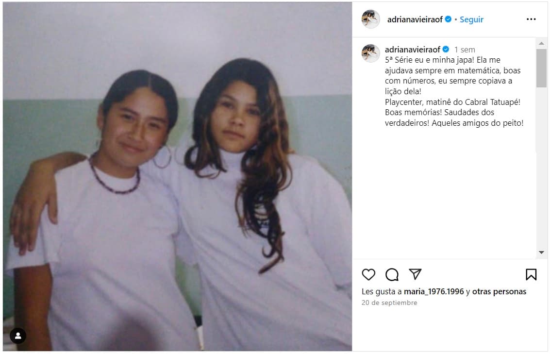 Adriana Vieira hizo una publicación, la última, en Instagram el 20 de septiembre.