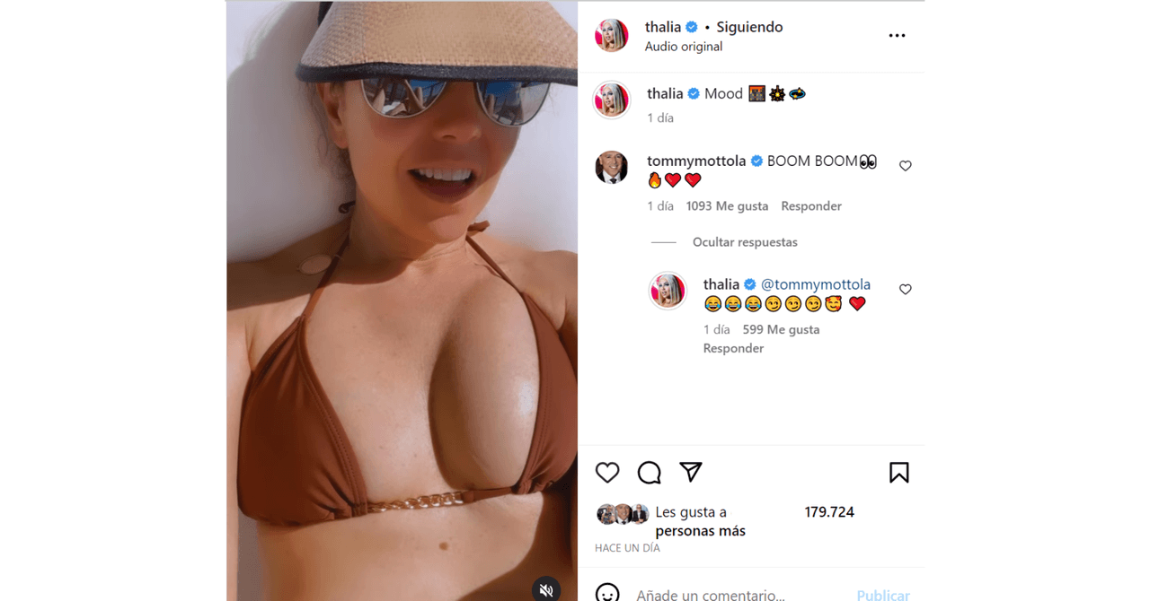 Tommy Mottola reaccionó al video de Thalía en bikini