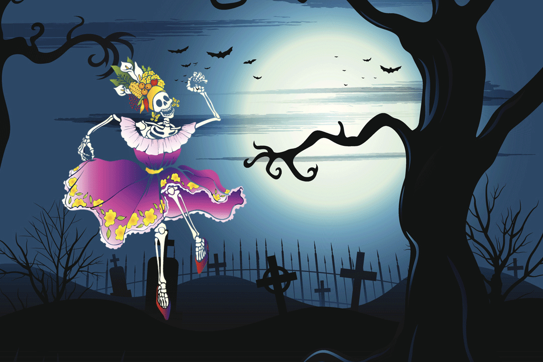 Estaba ya lista la Muerte Para irse de fiesta a bailar Sólo le faltaba acompañante Pero no quería cualquier mortal.