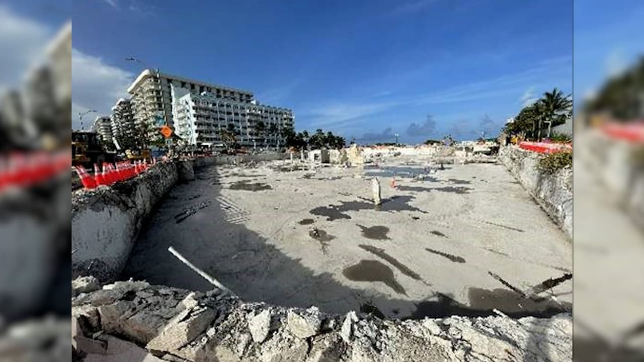 Así está la zona cero en donde se derrumbó el edificio Champlain Towers en Surfside