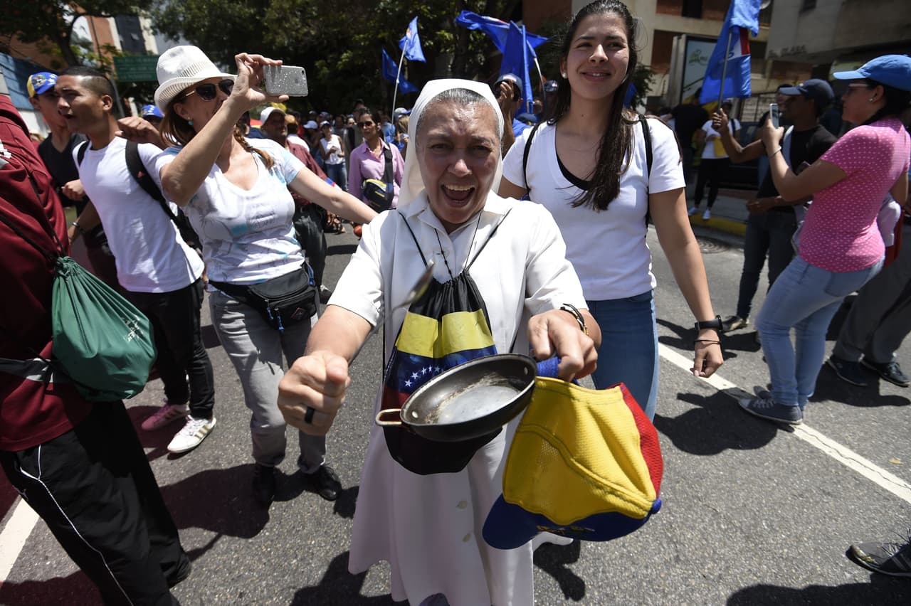 Women from religious orders have also joined the marches and protests in Caracas. April 6, 2017.